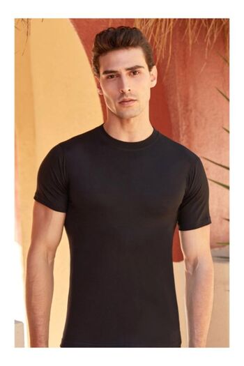Berrak 3-Piece Men's Black Undershirt - 100% Cotton Combed, Crew Neck, Short Sleeve