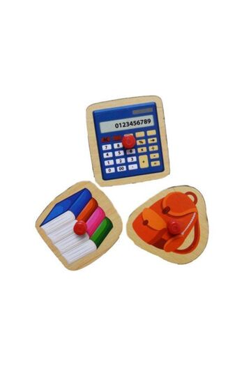 Temel Okul Malzemeleri +1 Yaş Ahşap Tutmalı Puzzle - 1