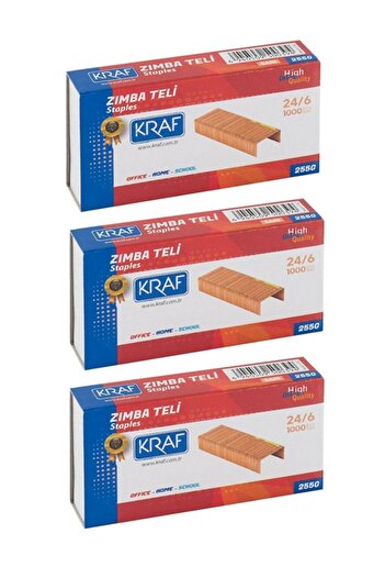 KRAF Yellow Staple - 24/6 Model, Set of 3 with 1000 - 255G