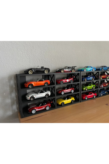 MSD DESİGN Car Hw Stand for 1/64 Scale Cars Black with 16Pcs Capacity (Vehicles Not Included in Set)