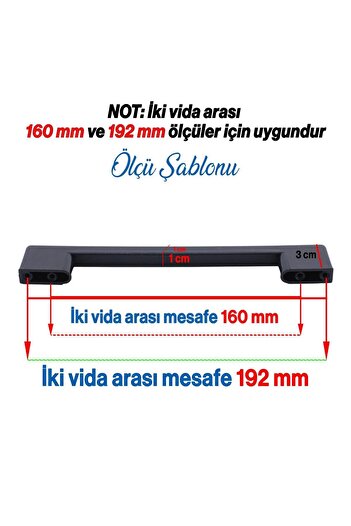 NZB Mobilya Mutfak Dolabı Çekmece Dolap Kulpları Kapak Kulpu Kulbu Siyah 160 mm Plastik Kulp