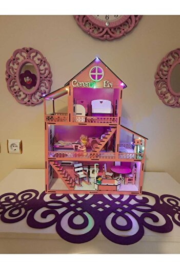 ahşap sarayı Peri Led Hediyeli Ahşap Oyun Evi Bebek Evi