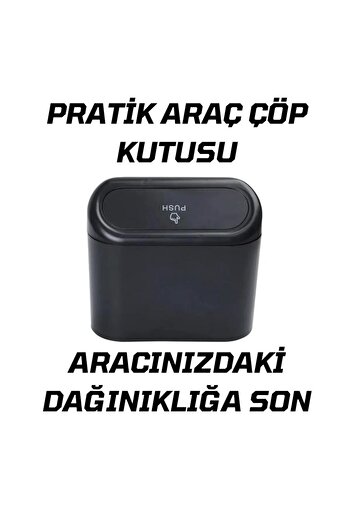 Luti Concept Auto Accessory Car Trash Can Portable In-Car Portable Lid Organizer Dustbin Black