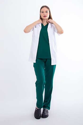 Limitless femei cu mânecă scurtă asistentă medic profesor șorț clasic guler țesătură alpaca