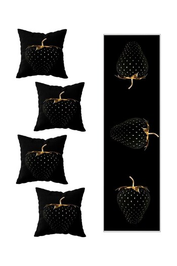 on the clouds Black Mulberry Living Room - Kitchen Table Different Ranir Models 4-Piece Decorative Throw Pillow Cover and Runner Set