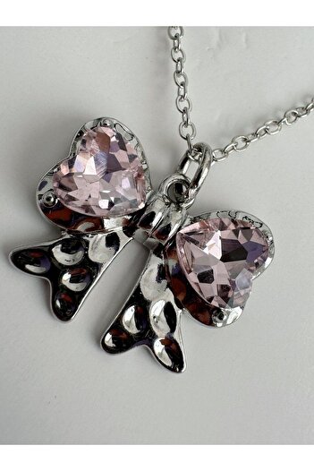 Planet Butik Heart Patterned Silver Chain Imported Necklace