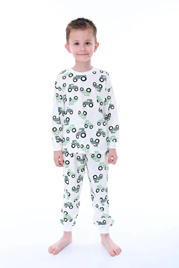 ZUZUNGA Men's Green Car Patterned Pajama Set