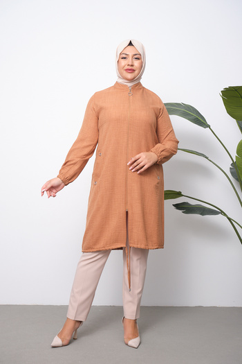 OKTAYUSTA COLLECTİON Belmando Linen Summer Hooded Ferace - Cotton