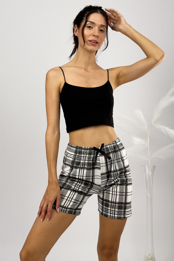 Betimoda Women's High Waist Four Seasons Shorts Pajamas White Black Square