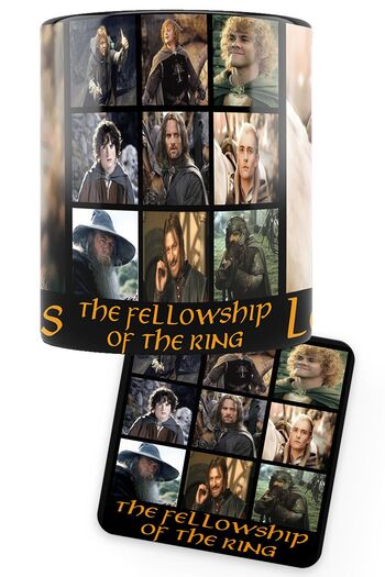 remonz Lotr Fellowship of the Ring Series, Legolas Printed Porcelain Mug, Wooden Coaster Gift
