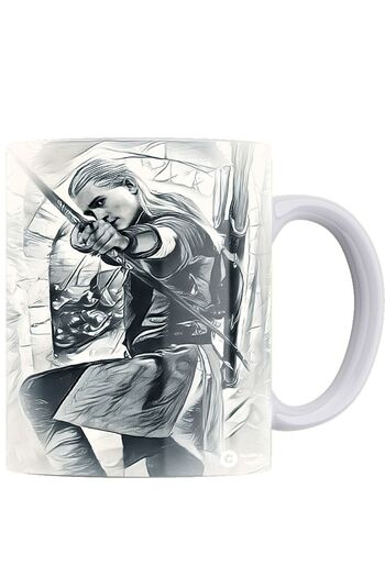 remonz Lotr Charcoal Print Series Legolas 100% Porcelain White Mug