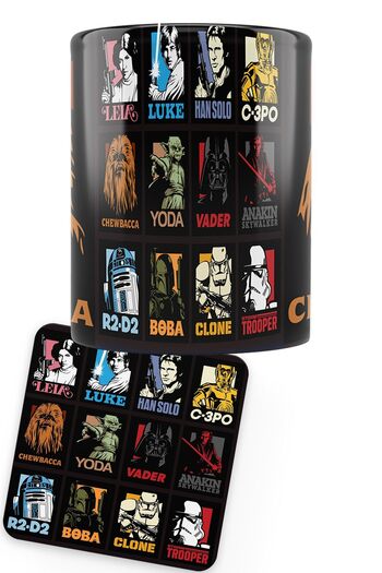 remonz Star Wars Series Chewbacca Printed Porcelain Mug with Wooden Coaster Gift