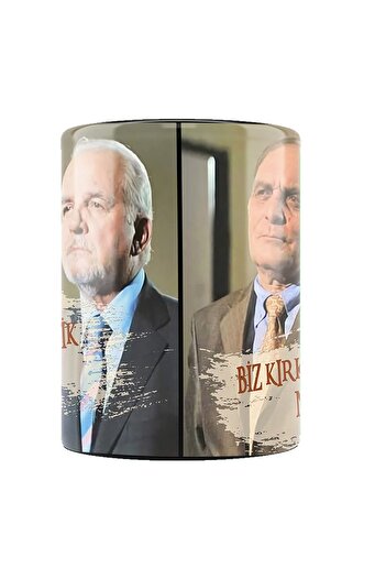 remonz Valley of the Wolves Series Laz Ziya and Hüsrev Ağa Printed Porcelain Mug with Wooden Base Gift