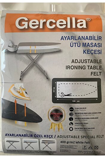 GERCELLA Avantajpaket: Optimum Ütü Masası Kılıfı Ayarlanabilir Ütü Masası Keçesi