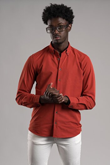 Dorss Summer Slimfit Shirt - Thin Corduroy, Cotton, Collar Button