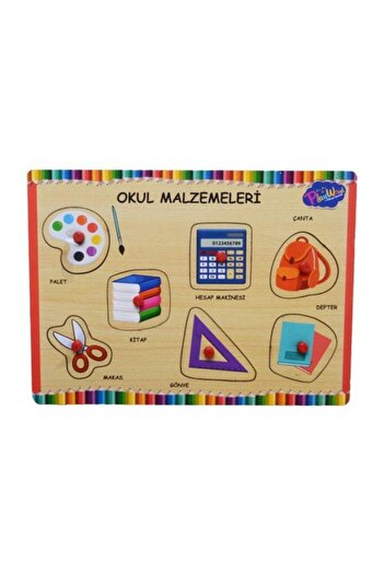 Temel Okul Malzemeleri +1 Yaş Ahşap Tutmalı Puzzle - 1