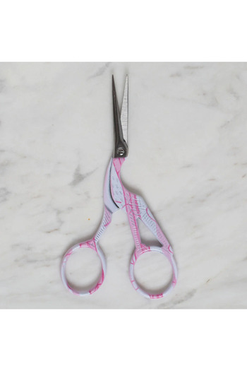 ATMACA TUHAFİYE Pink Wild Swan Embroidery Scissors - Stork Design