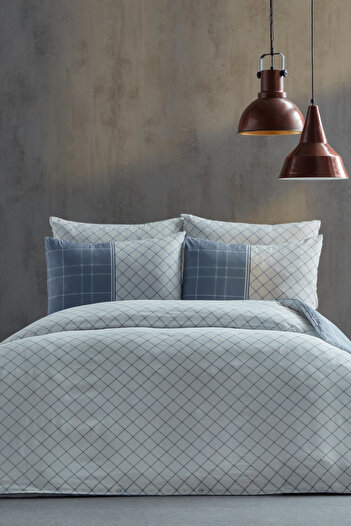 Doqu Home Polycotton Pamuklu Nevresim Takımı Vogy Çift Kişilik - Mavi
