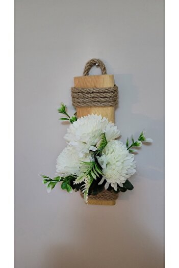 La bella bazar Decorativ din lemn pentru hol, ornament decorativ, cu flori artificiale, agatator decorat cu flori artificiale