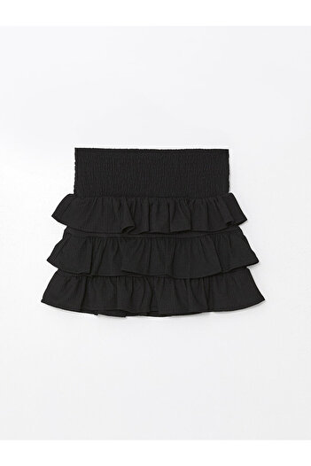 LC Waikiki Lcw Vision Black Women's Skirt with Elastic Waist and Ruffle Detail