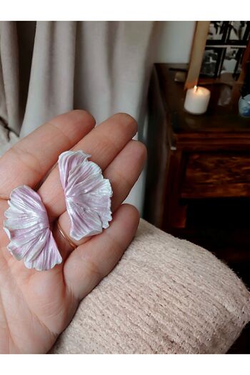 CREATİVESHOP Pink Half Flower Earrings, Flower Earrings, Pink Earrings, Clay Earrings, Elegant Earrings Set