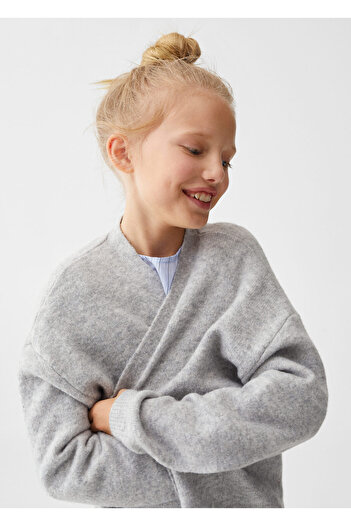 MANGO Woman Light Gray Girl's Cardigan -67150678