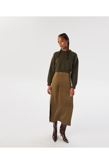 Twist Khaki Woven Dress