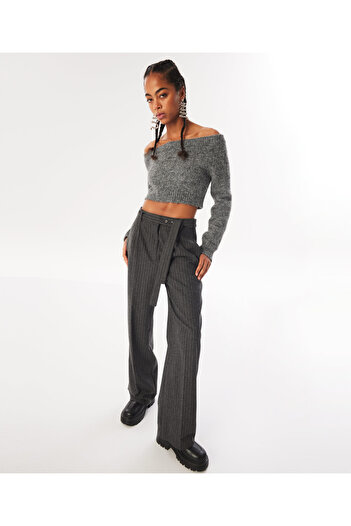 Twist Gray Woven Trousers