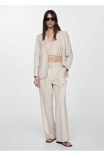MANGO Woman Slim striped fabric blazer jacket