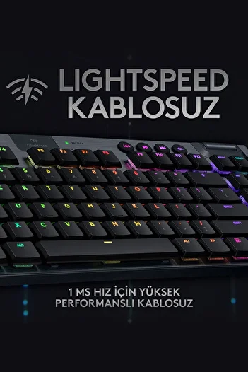 logitech لوحة مفاتيح الألعاب الميكانيكية اللاسلكية G G915 Tkl Lightspeed RGB English Q - أسود