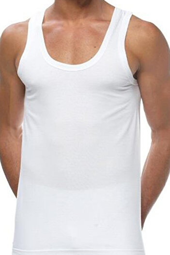 SEDEF YILDIZ Yıldız Men's Thick Strap Cotton Undershirt Set of 4 - White