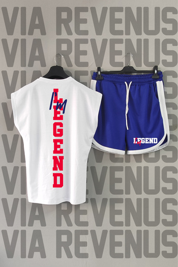 Vordevia I'M the Legend / I'M Legend Back Printed Zero Sleeve Crew Neck Sports Tshirt and Sports Shorts Set