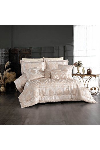 In House Dover | 10 Pieces Copland Comforter Set - King - 260x240 cm - 602 - Ivory & Gold