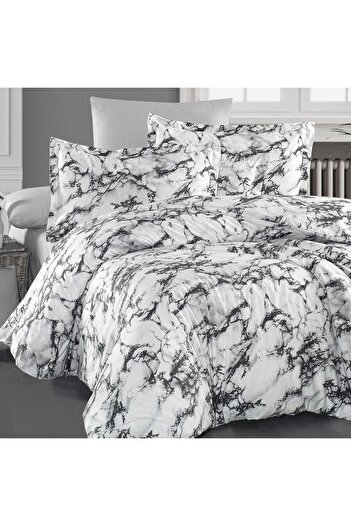 In House Sporting | 8 Pieces Ranforce Cotton Comforter Set - King - 260x240 cm - 23386-v1 - White & Black
