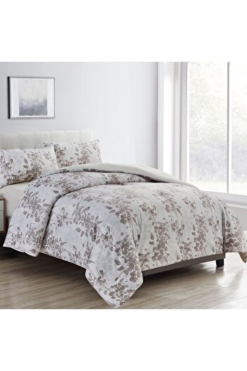 In House Marius | 4 Pieces Summer Comforter Set - King - 260x240 cm - Ivory & Light Brown