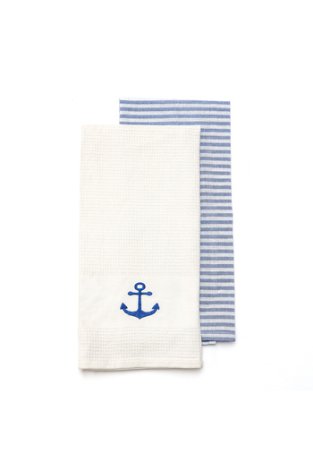 Missi Set of 2 Anchor Embroidered Tea Towels