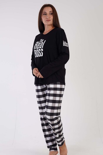 VİENETTA Large Size Cotton Long Sleeve Women's Pajamas Set - 305068