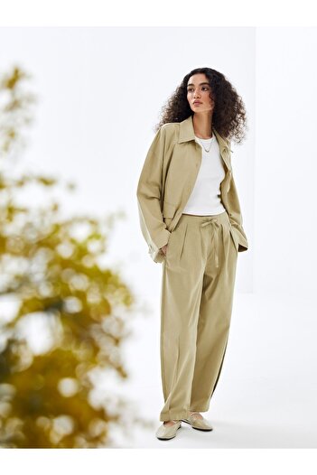 LC Waikiki Linen Blended Women's Trousers with Tie Waist