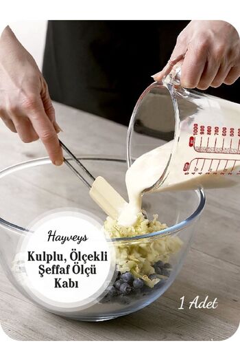 Hayveys Tutma Kulplu Ölçekli Şeffaf Ölçü Kabı 1000 ml