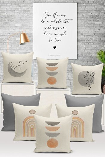 Bertille Home Minimalist Series - Set of 8 Digital Printed Throw Pillow Covers