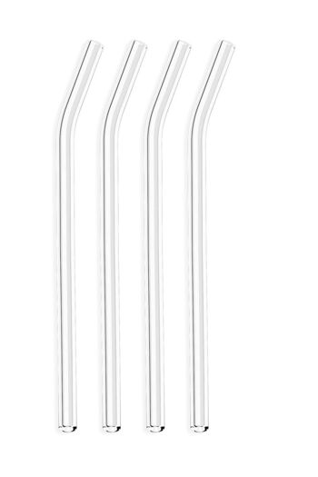 HERGÜNUYGUN 6 Pieces Transparent Glass Curved Straw