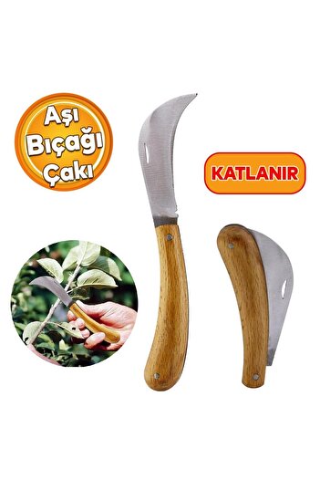 Badem10 Vaccine Knife Professional Steel Curved End Vineyard Tree Pruning Vaccine Pocket Knife with 195 Mm Handle