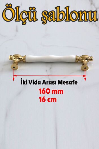 Badem10 Pepuza (Premium) Real Porcelain Gold Gold 160 mm Furniture Kitchen Drawer Cabinet Handle Handle Handles