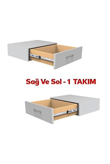 Badem10 Bilyalı Dolap Çekmece Rayı Metal En 4.3 cm Uzunluk 50 cm Gardrop Mutfak Dolabı