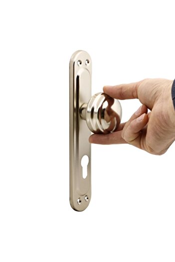 Badem10 Kumru Aynalı Niken Kapı Tokmağı Topuzu Kolu Metal Tokmak - Kapı Kulpu - 2 Yıl