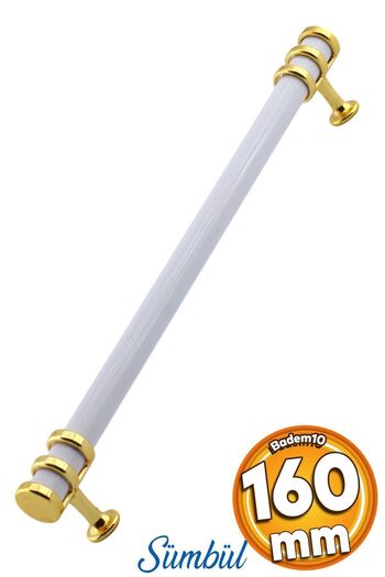 Badem10 Hyacinth Straight Furniture Kitchen Drawer Cabinet White Gold 160 mm Metal Handles