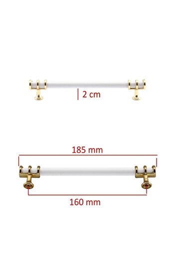 Badem10 Hyacinth Straight Furniture Kitchen Drawer Cabinet White Gold 160 mm Metal Handles