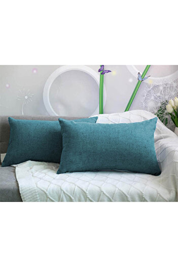 In House 2 Pieces Linen Decorative Cushion Set Solid Design - 50x30 cm