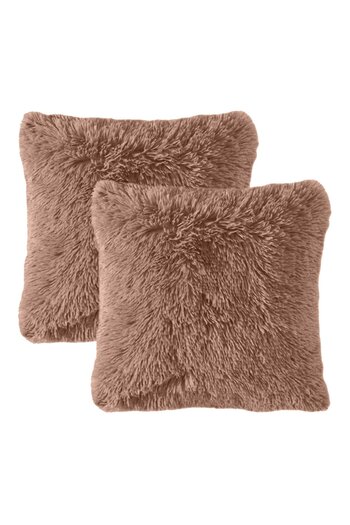 In House 2 Pieces Fur Decorative Cushion Set Soild Design - 45x45 cm