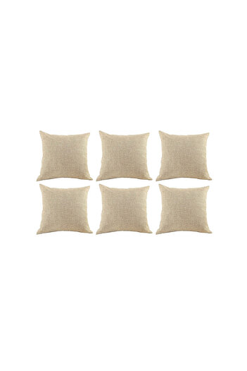 In House 6 Pieces Linen Decorative Cushion Set Solid Design - 45x45 cm